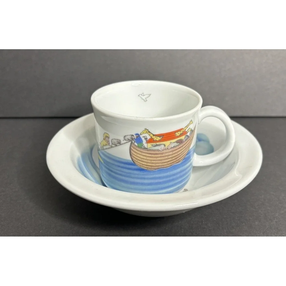 Royal Worcester Noahs Ark Bowl and Mug Childs Set Porcelain Penny Ives Vintage